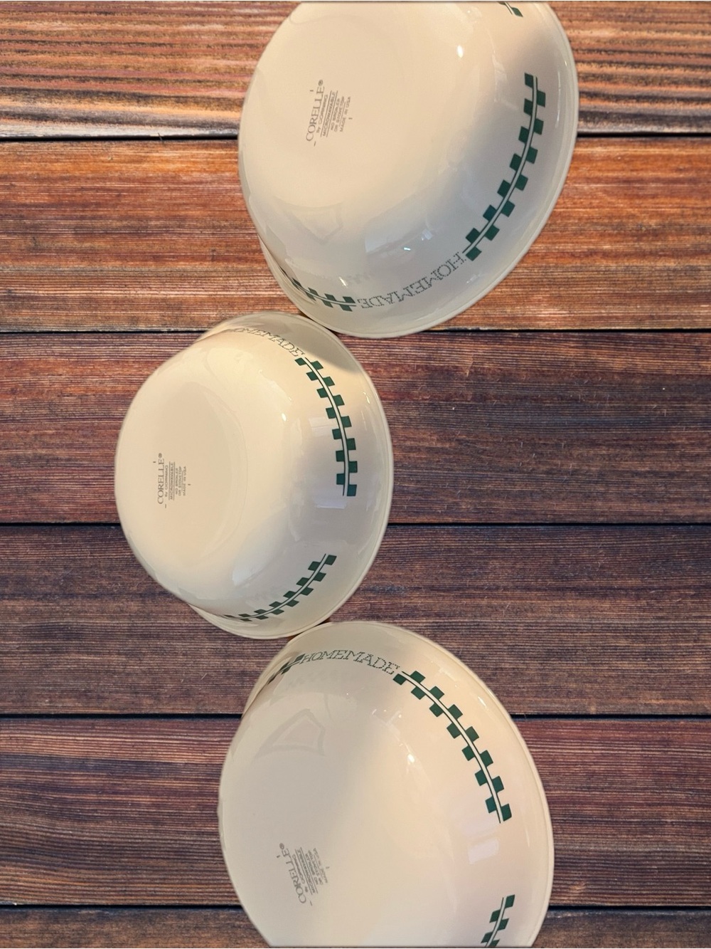 Set of 3 Corelle “Homemade” “Farm Fresh” Ceramic Serving Bowls-Cream Green Trim - Picture 5 of 5